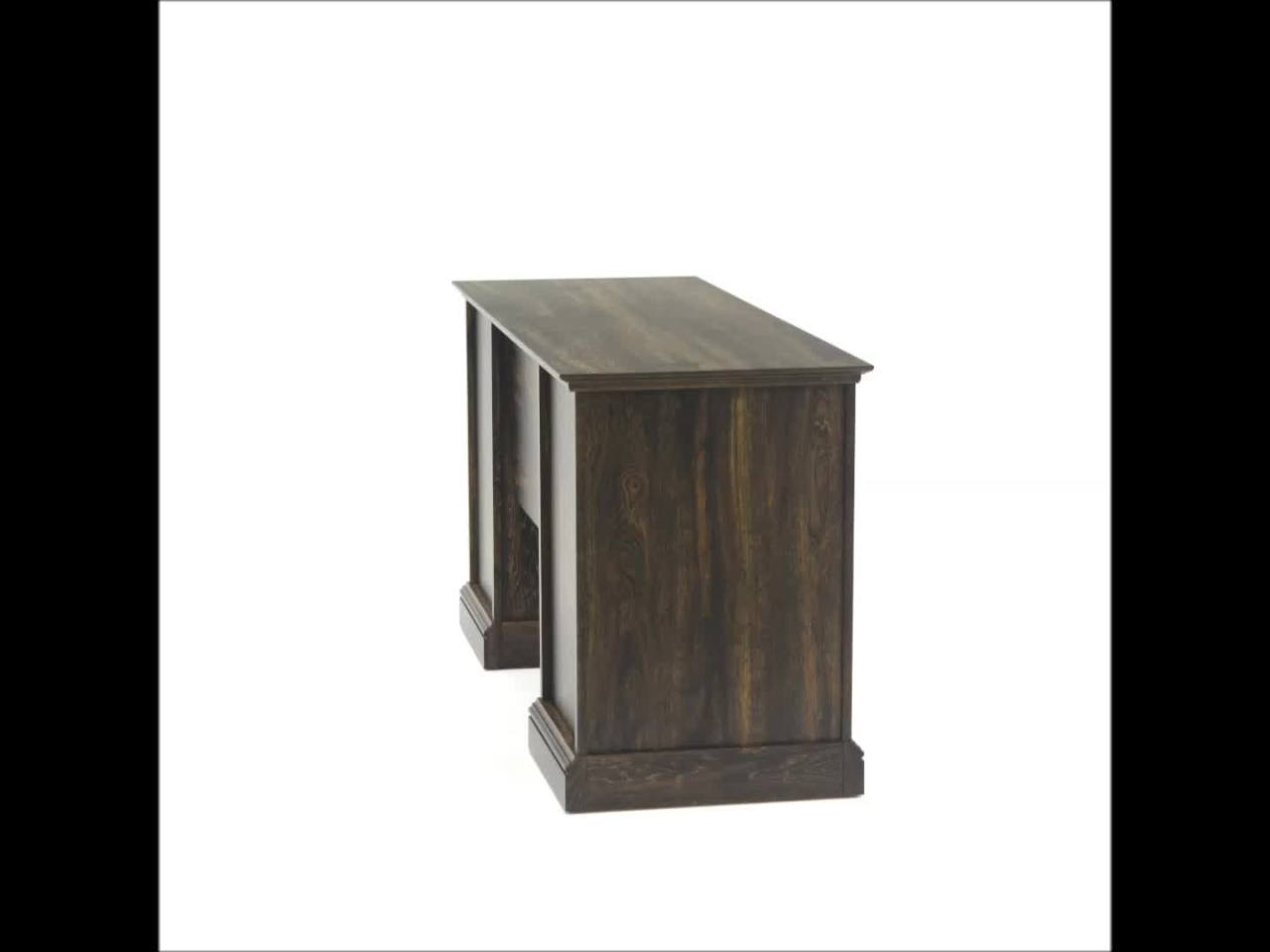 thumbnail video image 2 of Sauder Barrister Lane Executive Desk, Iron Oak Finish, 2 of 13