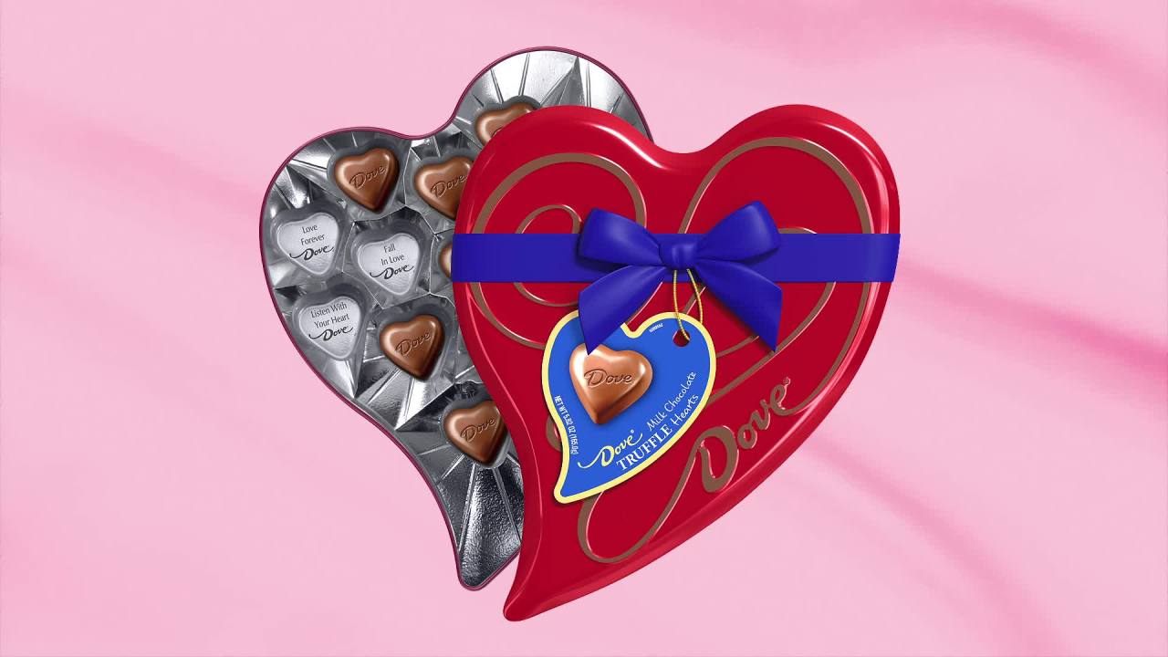 thumbnail video image 2 of Dove Milk Chocolate Truffle Hearts Valentine's Day Candy Gift - 5.82 oz Heart Tin, 2 of 13