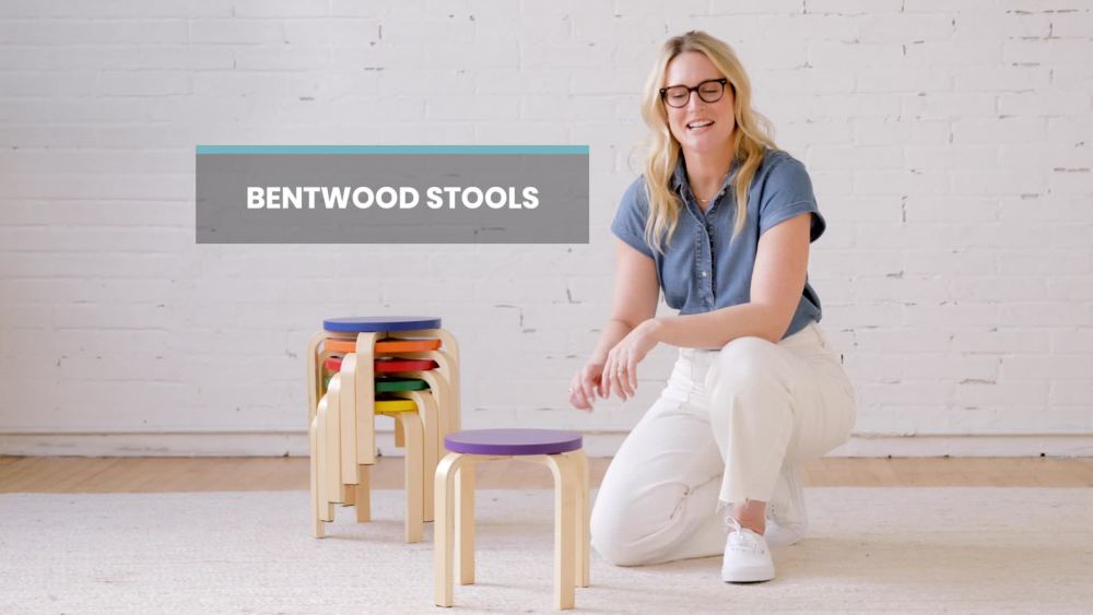 ECR4Kids Bentwood Stackable Stools, Classroom Furniture, Assorted, 6