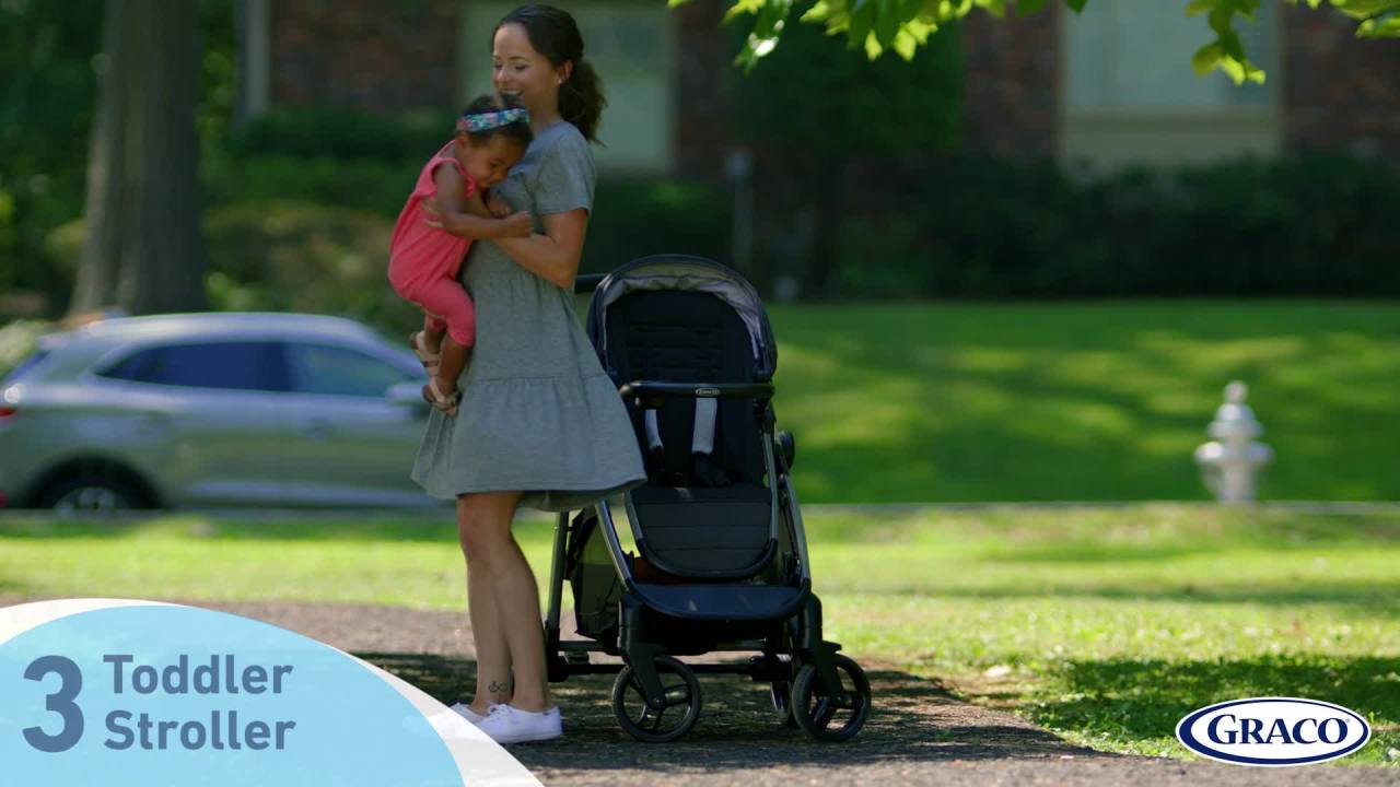 thumbnail video image 2 of Graco Premier Modes Nest2Grow Stroller, Maison, Grey, 2 of 8