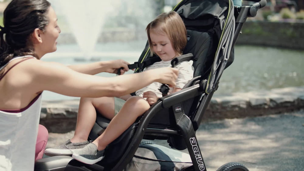 Chicco Activ3 Jogging Stroller - 3-Wheel, Lightweight, With Adjustable Suspension & Car Seat Compatible (Grey)