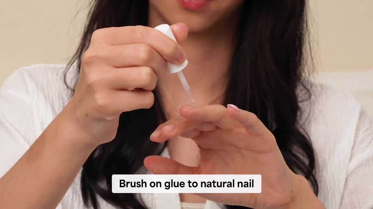 thumbnail video image 2 of Kiss VitaBond Brush On Vitamin A & E Infused Press On Nail Glue, 5g (0.17 oz.), 2 of 9