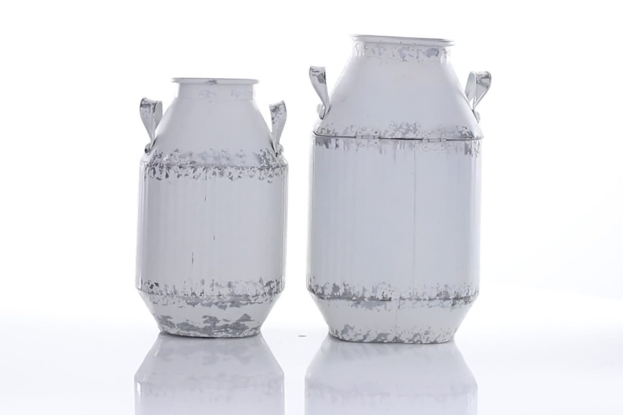 thumbnail video image 2 of DecMode 13", 15"H White Metal Decorative Jars, 2-Pieces, 2 of 10