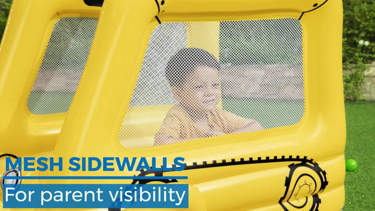 thumbnail video image 2 of Bestway: Dozer Ball Pit - Inflatable, Indoor/ Outdoor Use, Includes 25 Play Balls, 78x41x33 Inches, Ages 2+, 2 of 9