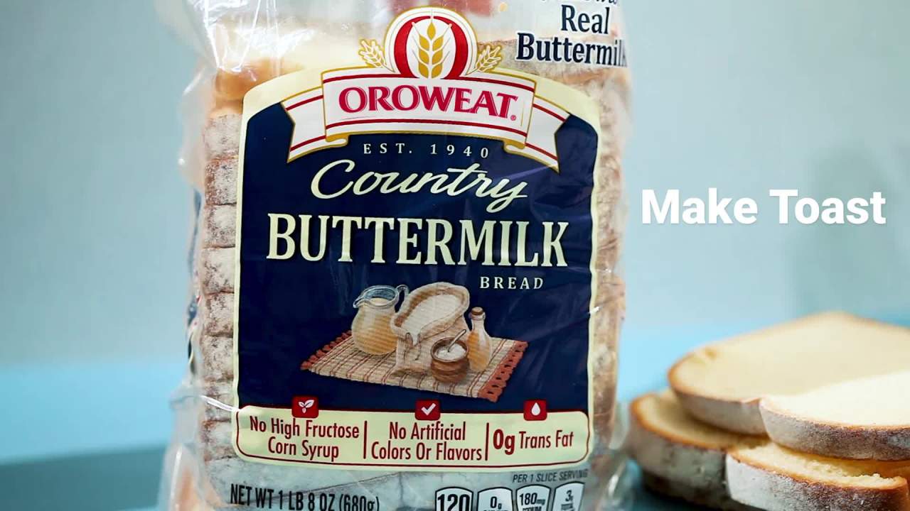 thumbnail video image 2 of Oroweat Country Style Buttermilk Bread, 24 oz, White Bread, Bag, 2 of 8