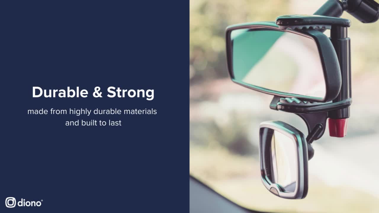 thumbnail video image 2 of Diono See Me Too Rear View Car Baby Safety Mirror, Silver, 2 of 8