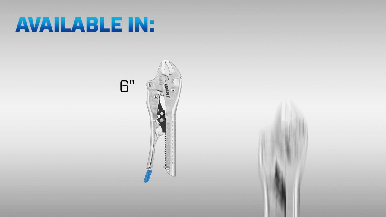 thumbnail video image 2 of HART 10-inch Curved Jaw Locking Pliers, Chrome Vanadium Steel, 2 of 7