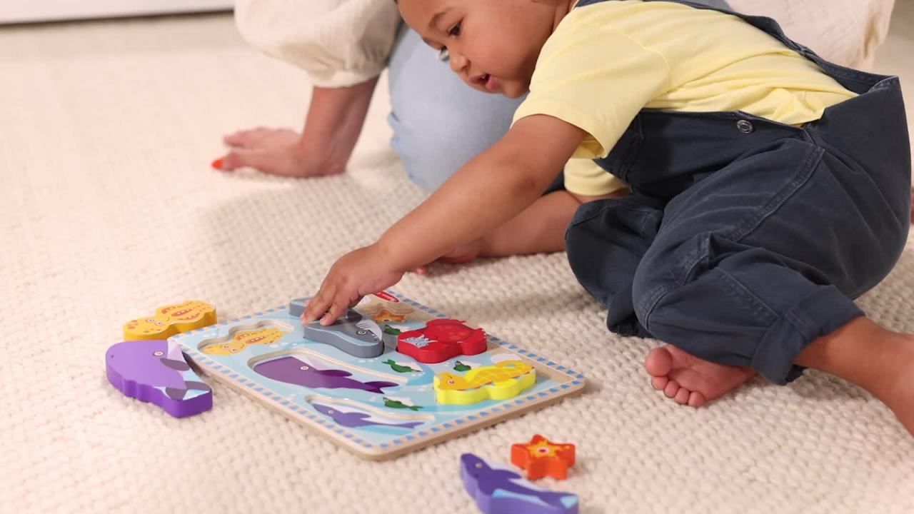 thumbnail video image 2 of Melissa & Doug Ocean Wooden Chunky Puzzle (7 pcs) - FSC Certified, 2 of 10