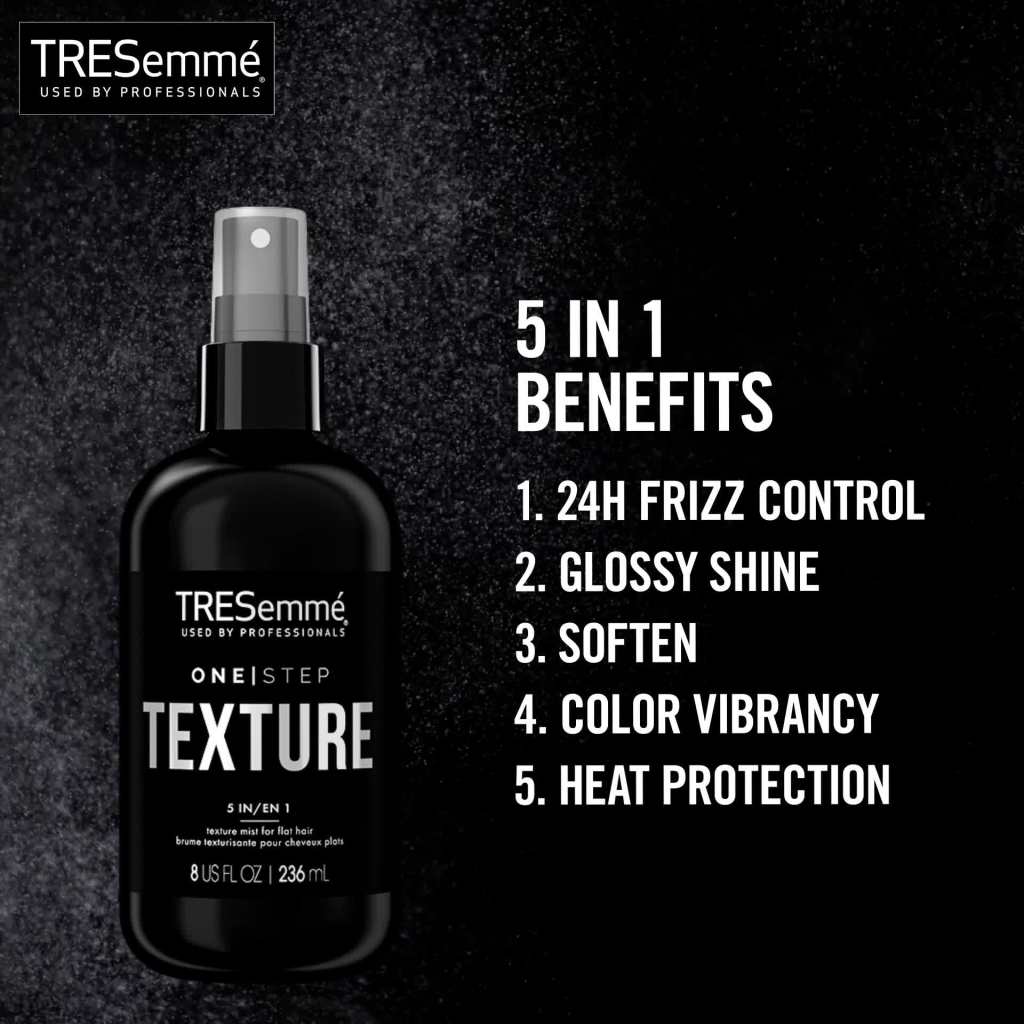 thumbnail video image 2 of Tresemme One Step Texture Mist Women's Hairspray, 8 fl oz, 2 of 9