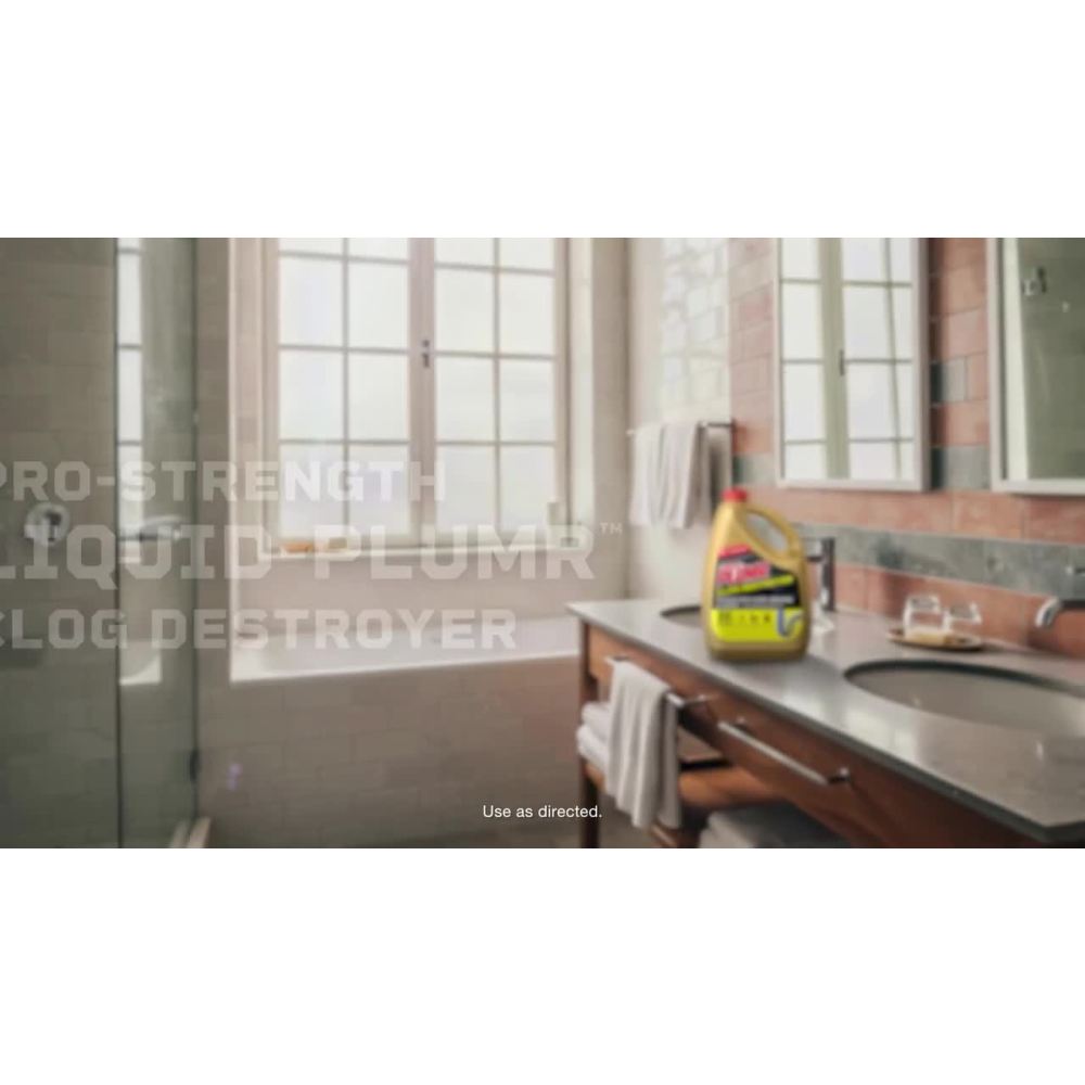 thumbnail video image 2 of Liquid-Plumr Pro-Strength Drain Clog Remover Gel w/Pipe Guard, 80 fl oz, 2 of 12