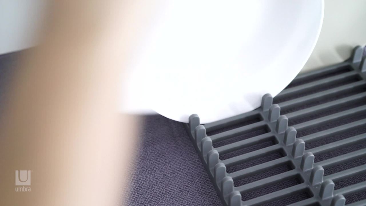 thumbnail video image 2 of Umbra UDry Dishrack with Drying Mat, 2 of 17