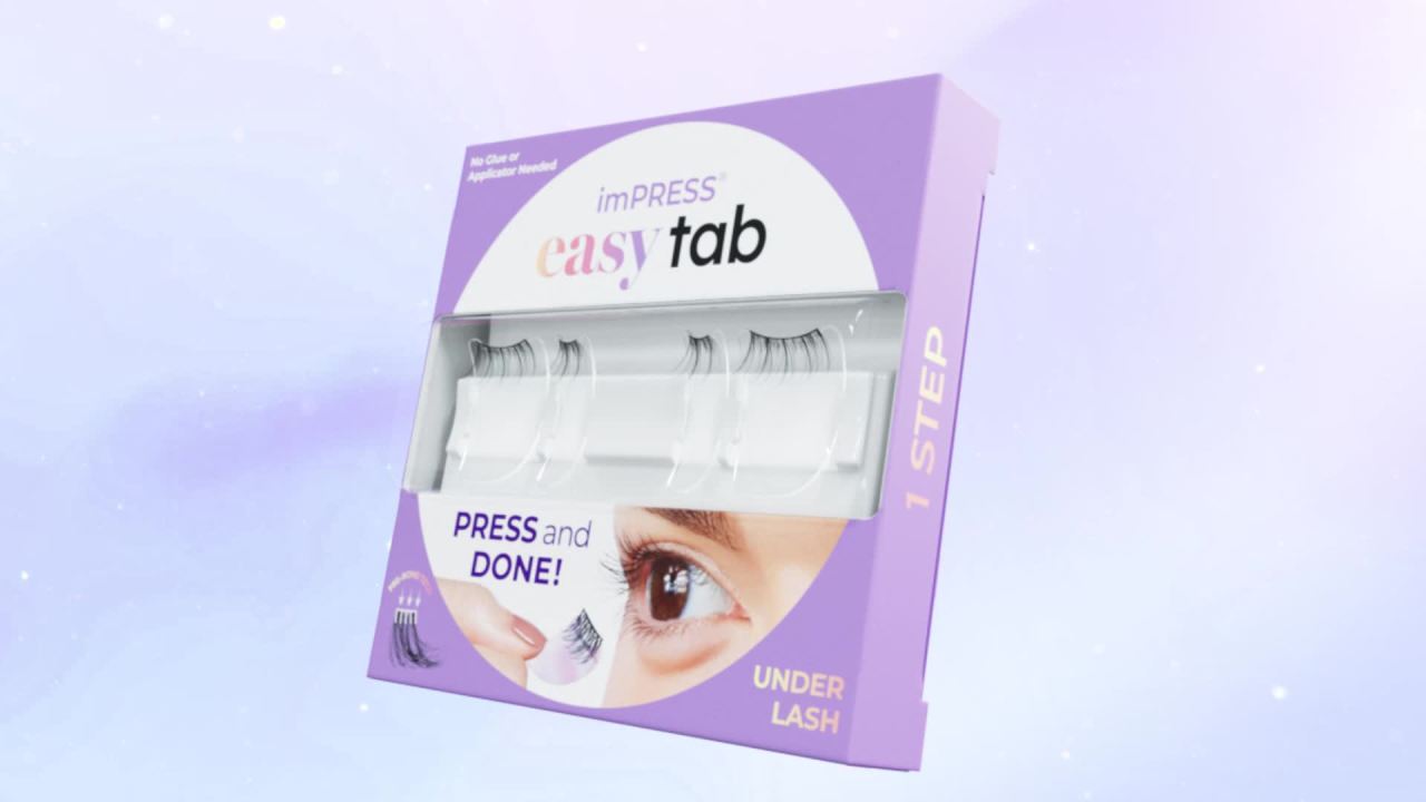 thumbnail video image 2 of (2 pack) KISS imPRESS Falsies Easy Tab Press On Self Adhesive Eyelashes, Black, 'Classy Natural', 2 of 15