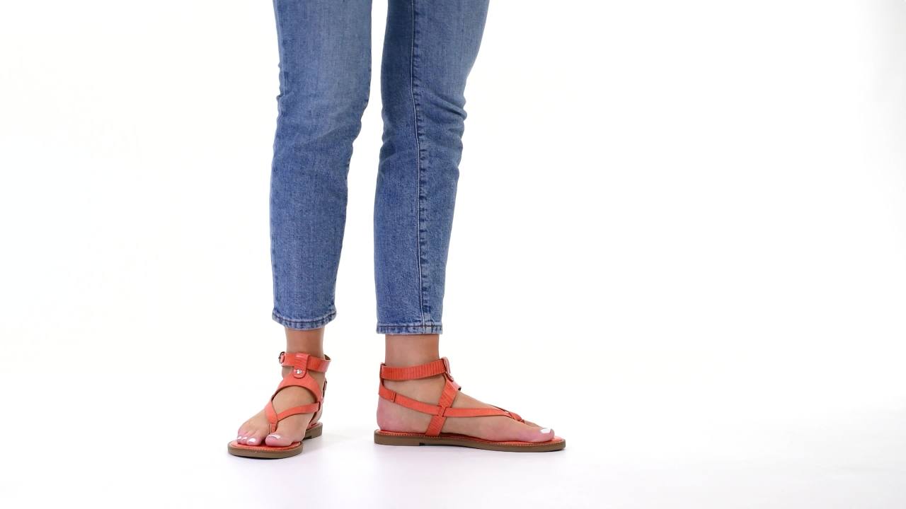 thumbnail video image 2 of Journee Womens Tangie Multi Strap Flat Sandals, 2 of 9