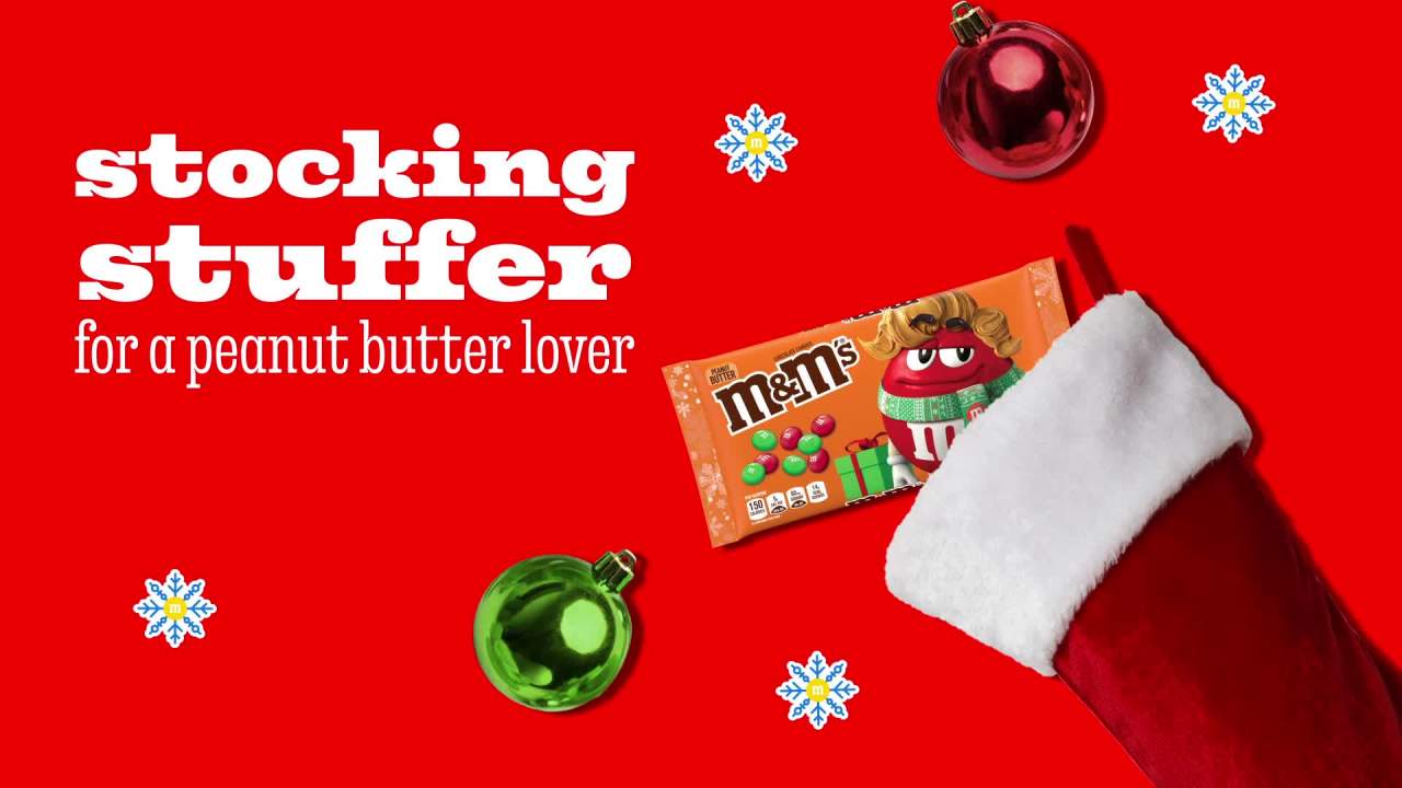 thumbnail video image 2 of M&M's Peanut Butter Chocolate Christmas Candy - 10 oz Bag, 2 of 10