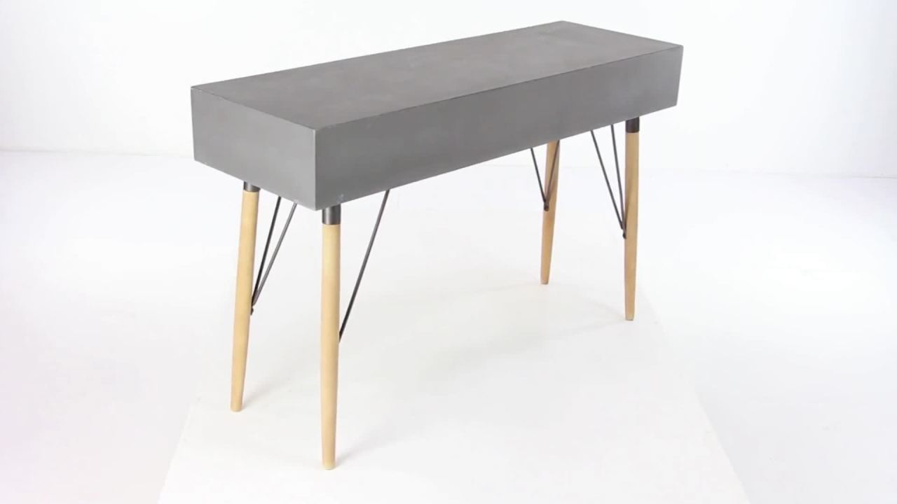 thumbnail video image 2 of DecMode 48" x 30" Brown Wood 3 Drawers Console Table, 1-Piece, 2 of 12