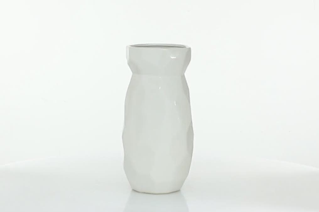 thumbnail video image 2 of CosmoLiving by Cosmopolitan 16" Geometric White Ceramic Vase, 2 of 8