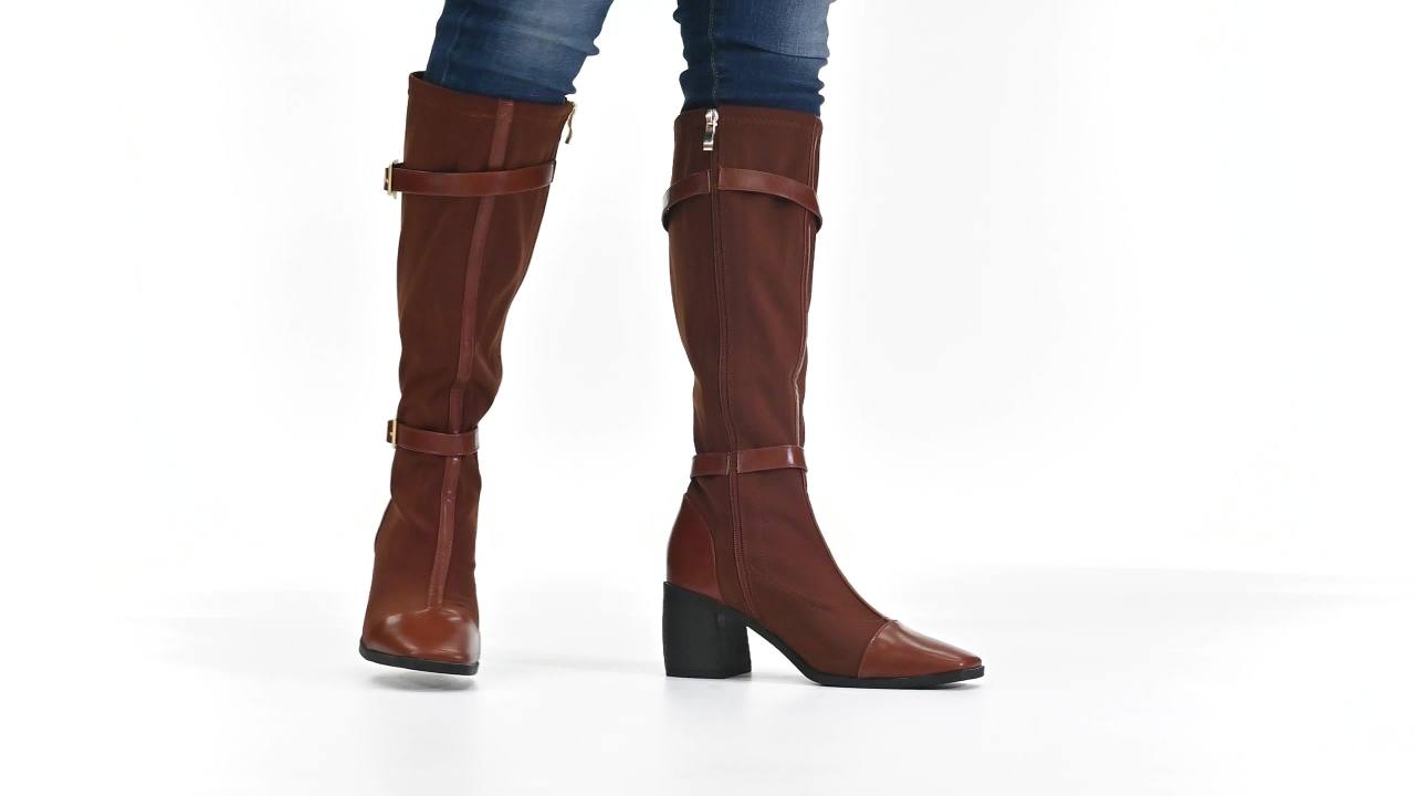 thumbnail video image 2 of Journee Womens Gaibree Stacked Heel Knee High Boots, Calf & Widths Available, 2 of 10