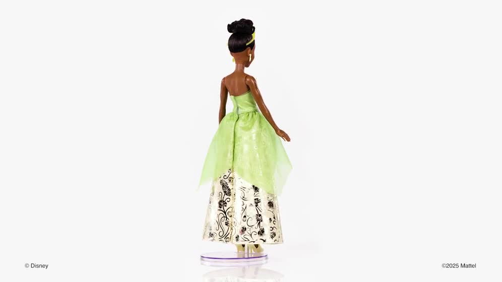 thumbnail video image 3 of Disney Princess Enchanted Stories Tiana Fashion Doll with Sparkling Dress [Walmart Exclusive], 3 of 9