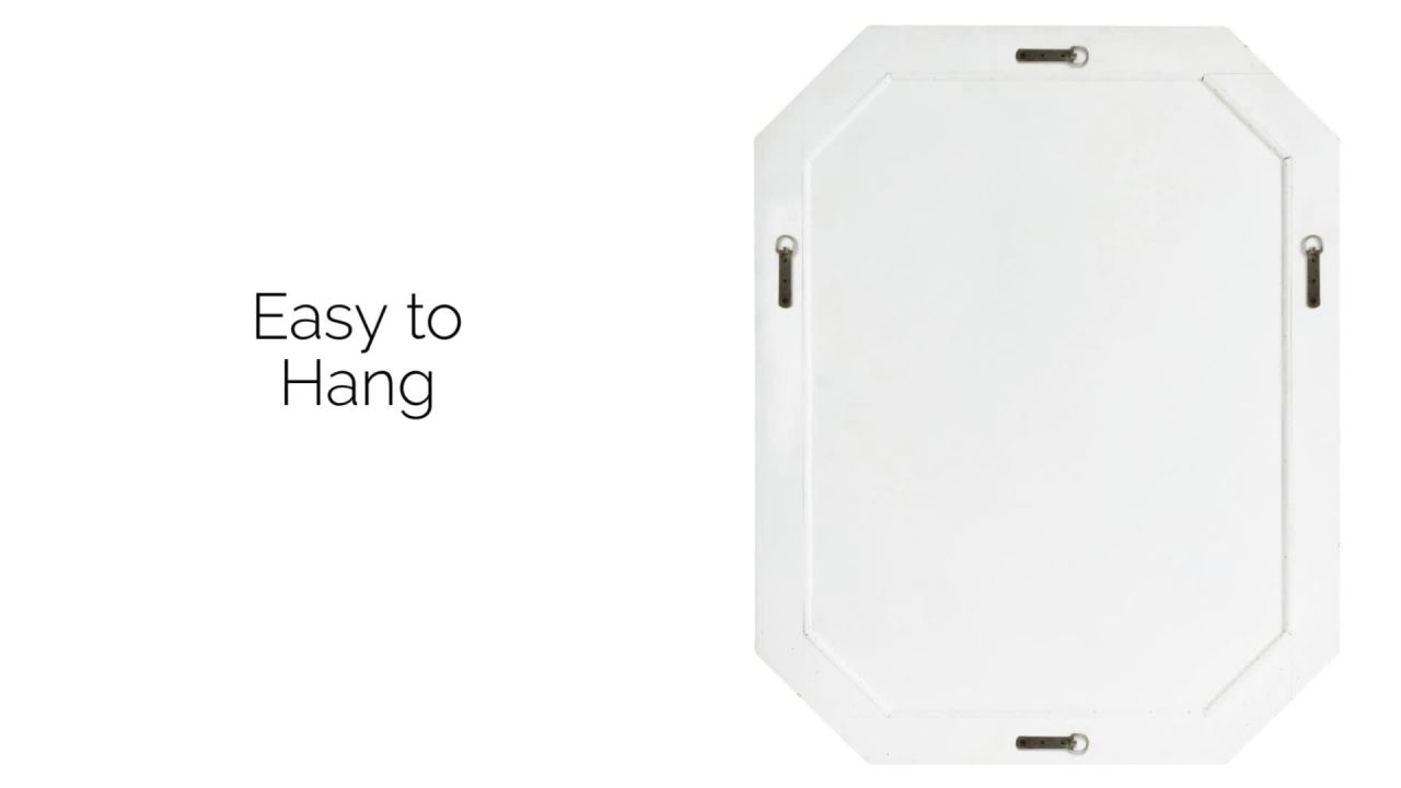 thumbnail video image 2 of Kate and Laurel Palmer Large Rustic Farmhouse Wooden Octagon Wall Mirror, Distressed Two-Tone Coastal Blue and Natural, 36x28, 2 of 6