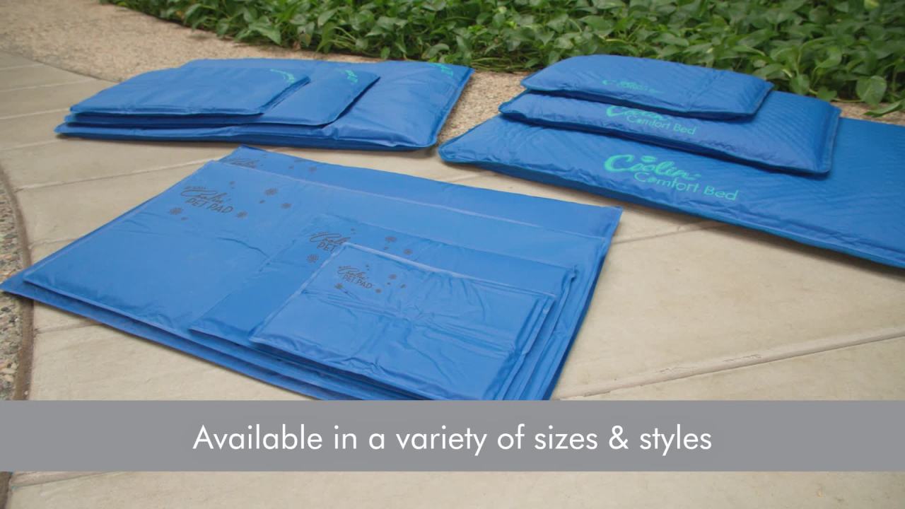 thumbnail video image 2 of K&H Pet Products Coolin' Comfort Bed Blue Medium 22 X 32 Inches, 2 of 9
