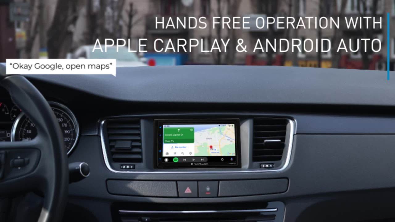 thumbnail video image 2 of Planet Audio P9900CPA 6.75" Touchscreen Double-Din Car Stereo with CarPlay, Android Auto and USB, 2 of 13