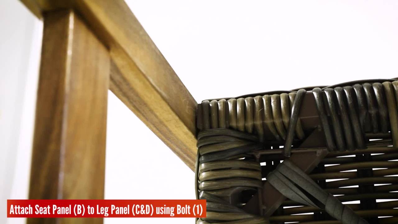 thumbnail video image 2 of Zaiden Outdoor Wood and Wicker Loveseat, Natural Finish with Gray Wicker, 2 of 9