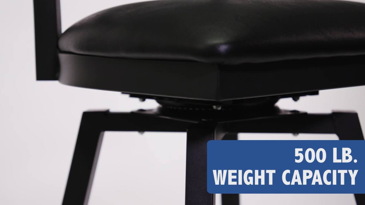 thumbnail video image 2 of Flash Furniture Hercules Ladder Back Vinyl Barstool, Black, Set of 2, 2 of 15