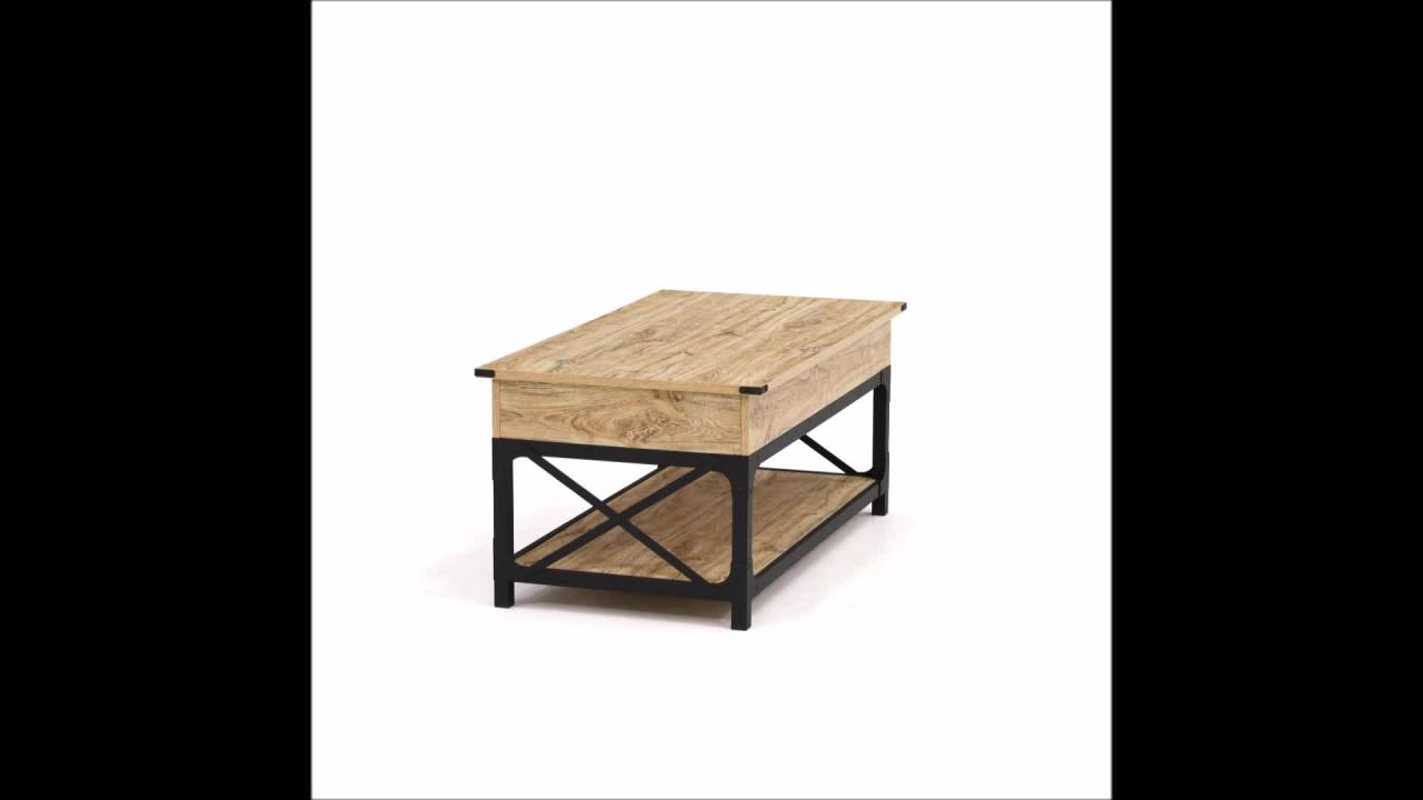 thumbnail video image 2 of Sauder Steel River Lift-Top Coffee Table, Mesquite Finish, 2 of 12