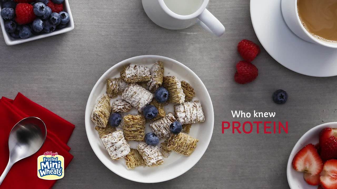 thumbnail video image 2 of Kellogg's Frosted Mini-Wheats Cold Breakfast Cereal Cup, High-Fiber, Whole Grain, Original, 2.5oz Cup (1 Cup), 2 of 13