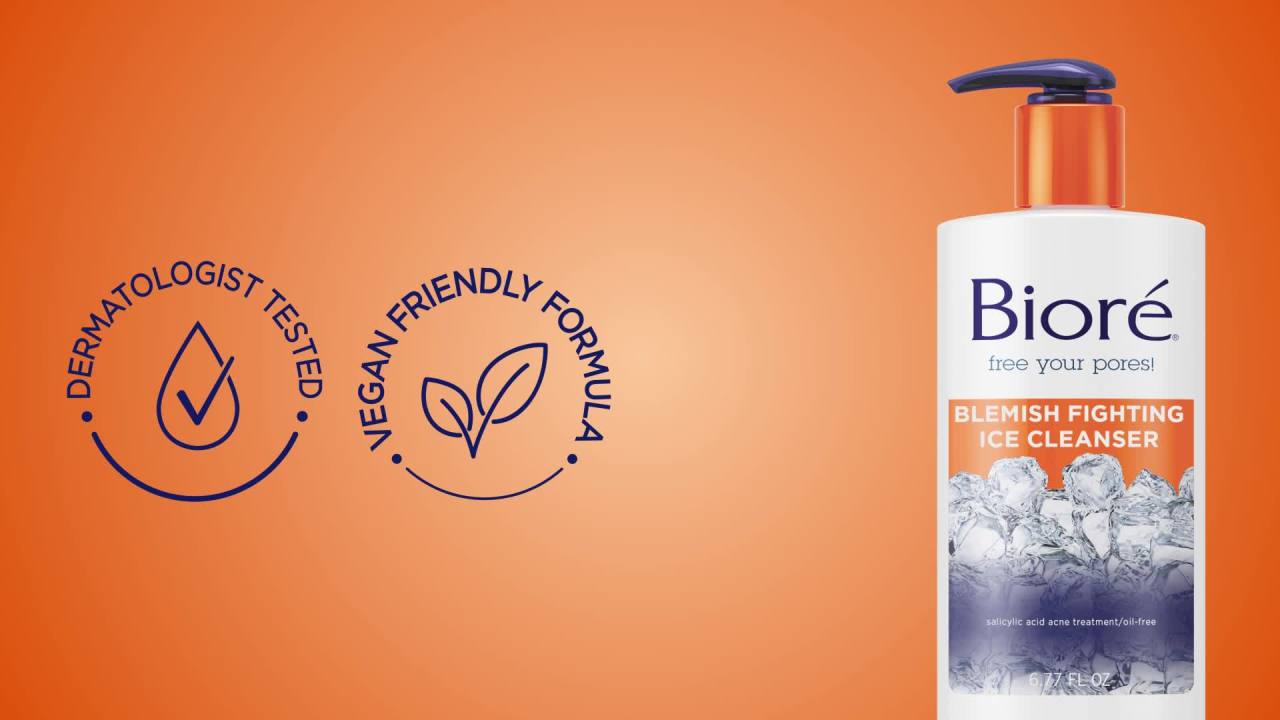 thumbnail video image 2 of Biore 2% Salicylic Acid Blemish-Fighting Ice Cleanser Acne Treatment, 6.77 fl oz (HSA/FSA Approved), 2 of 6