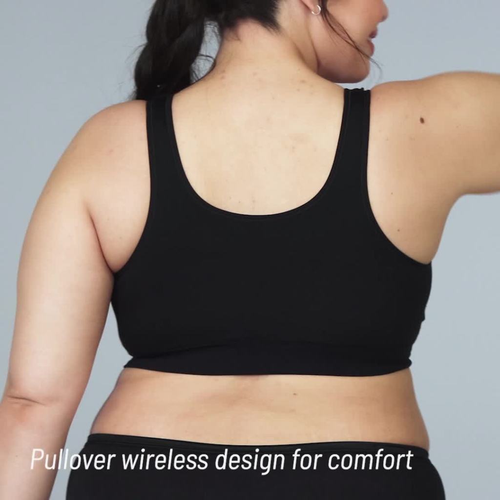 thumbnail video image 2 of Vanity Fair Lingerie Women's Maternity Nursing Wireless Bra for Breastfeeding, Cross Front Pullover Style 72074, 2 of 9