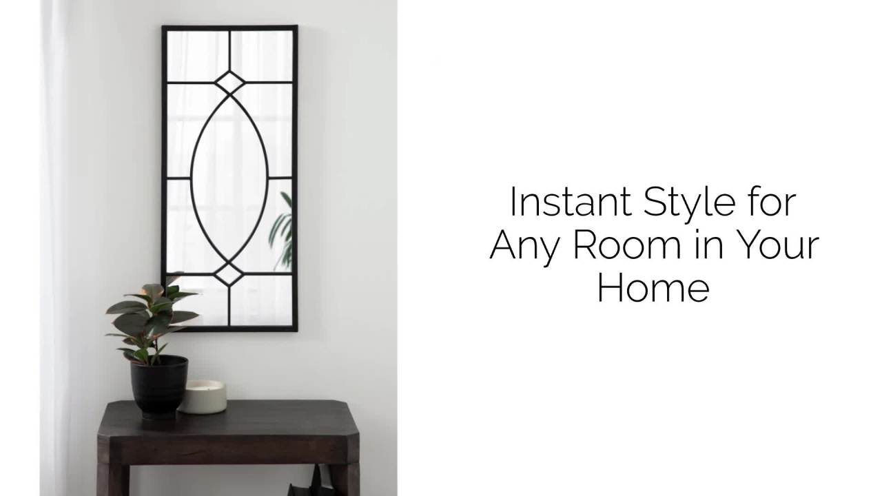 thumbnail video image 2 of Kate and Laurel Bakersfield Elegant Wall Mirror, 13 x 30, Gold, Traditional Metal Framed Mirror for Wall, 2 of 8