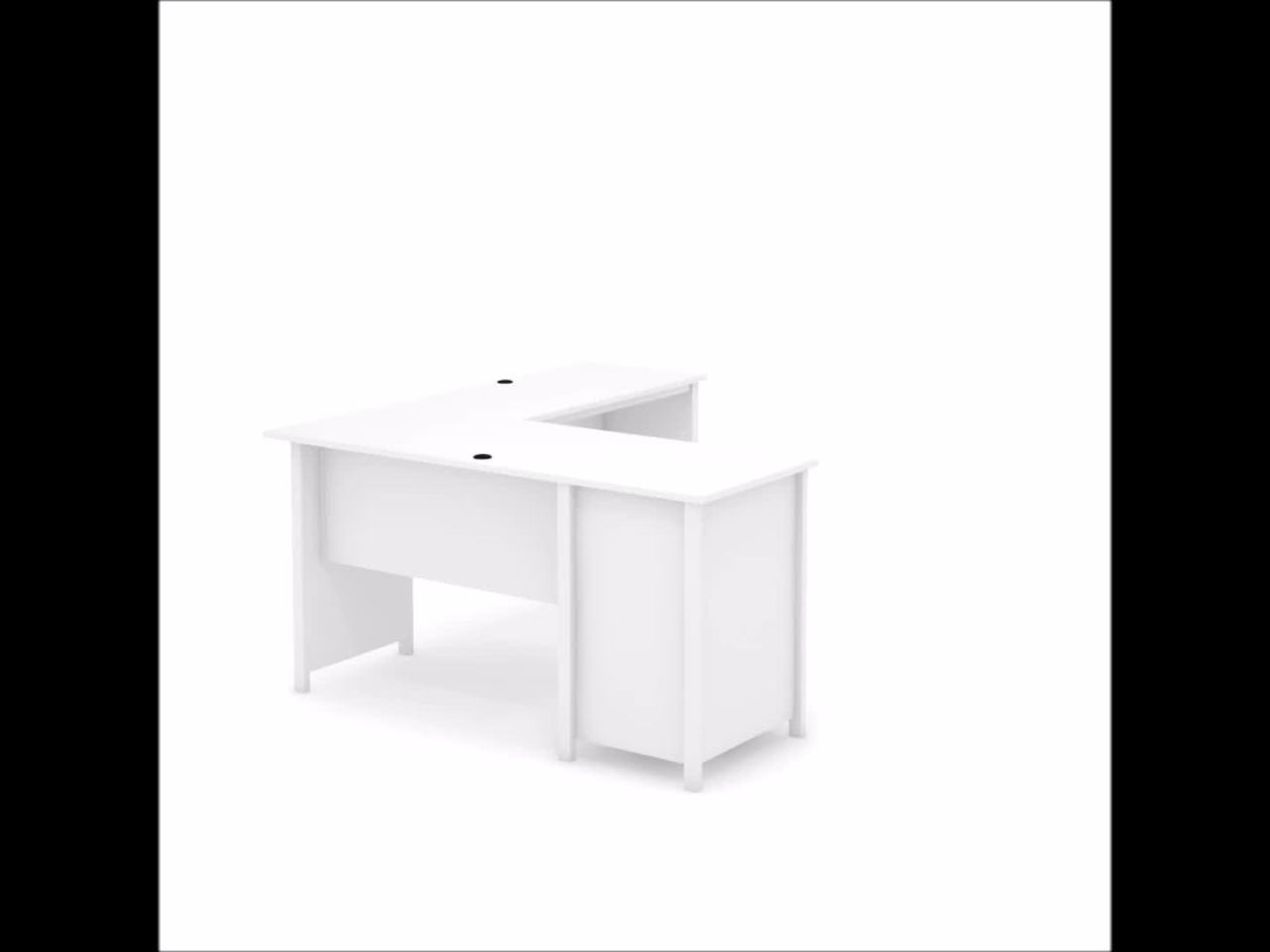 thumbnail video image 2 of Sauder County Line L-Shaped Desk with File Drawer, Soft White Finish, 2 of 11