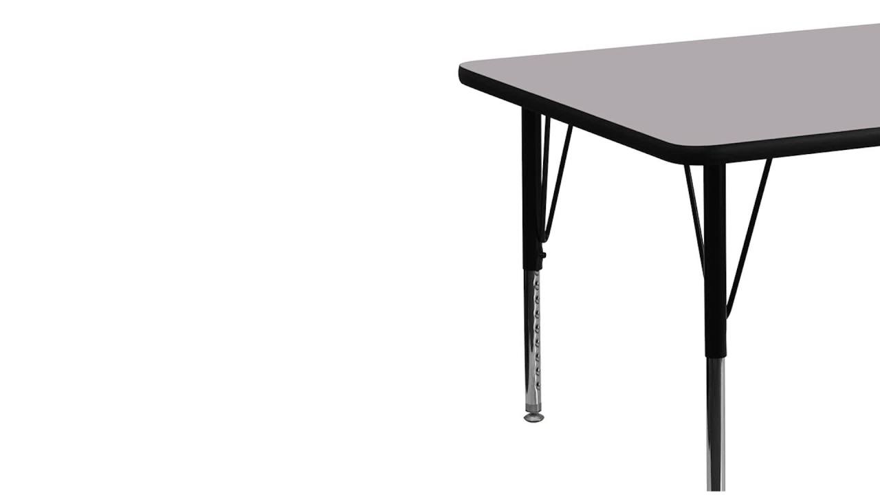 thumbnail video image 2 of Flash Furniture 30''W x 72''L Rectangular Activity Table with Grey Thermal Fused Laminate Top and Height Adjustable Preschool Legs, 2 of 11
