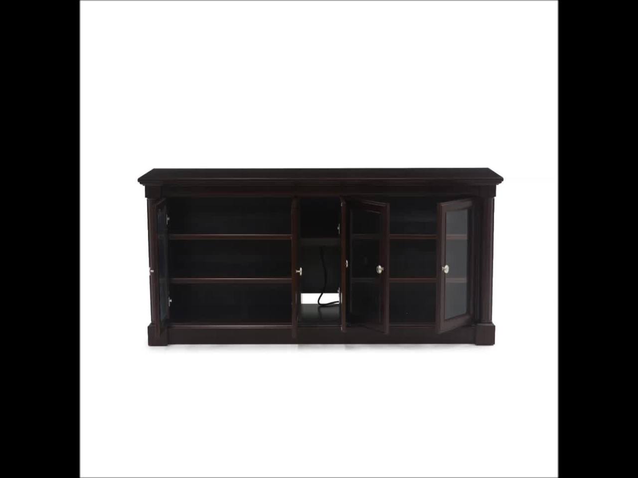 thumbnail video image 2 of Sauder Palladia Credenza for TV's up 70", Select Cherry Finish, 2 of 13