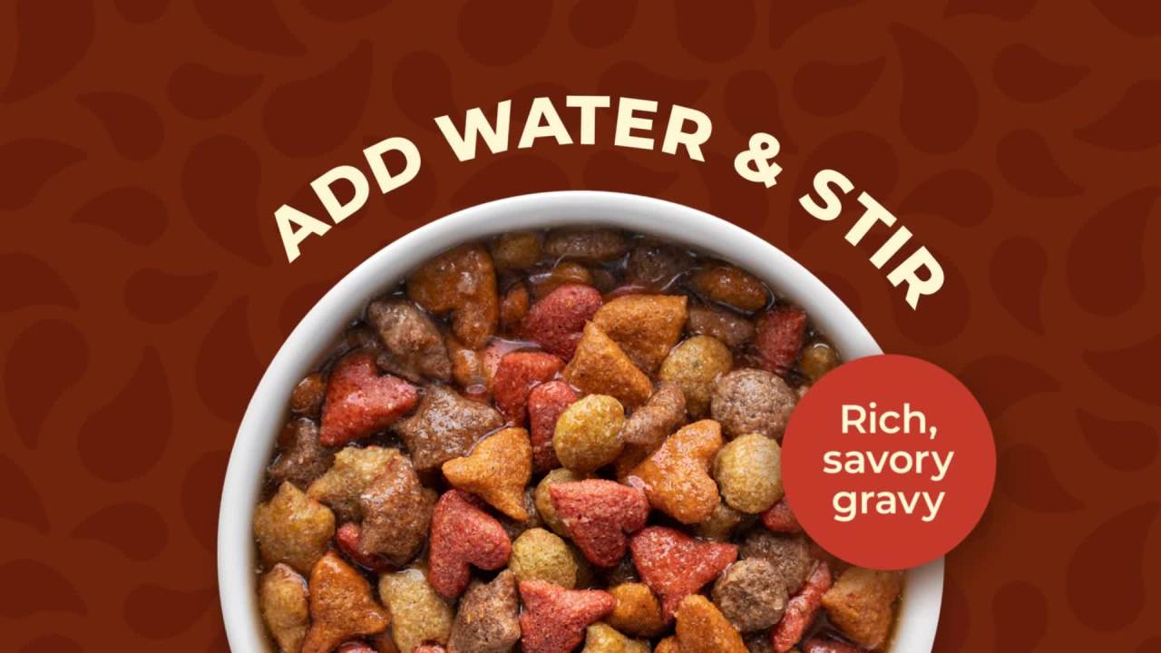 thumbnail video image 2 of (2 pack) Meow Mix Gravy Coated Kibble Mix, Chicken Flavor Dry Cat Food, 13.5 Lb. Bag, 2 of 10