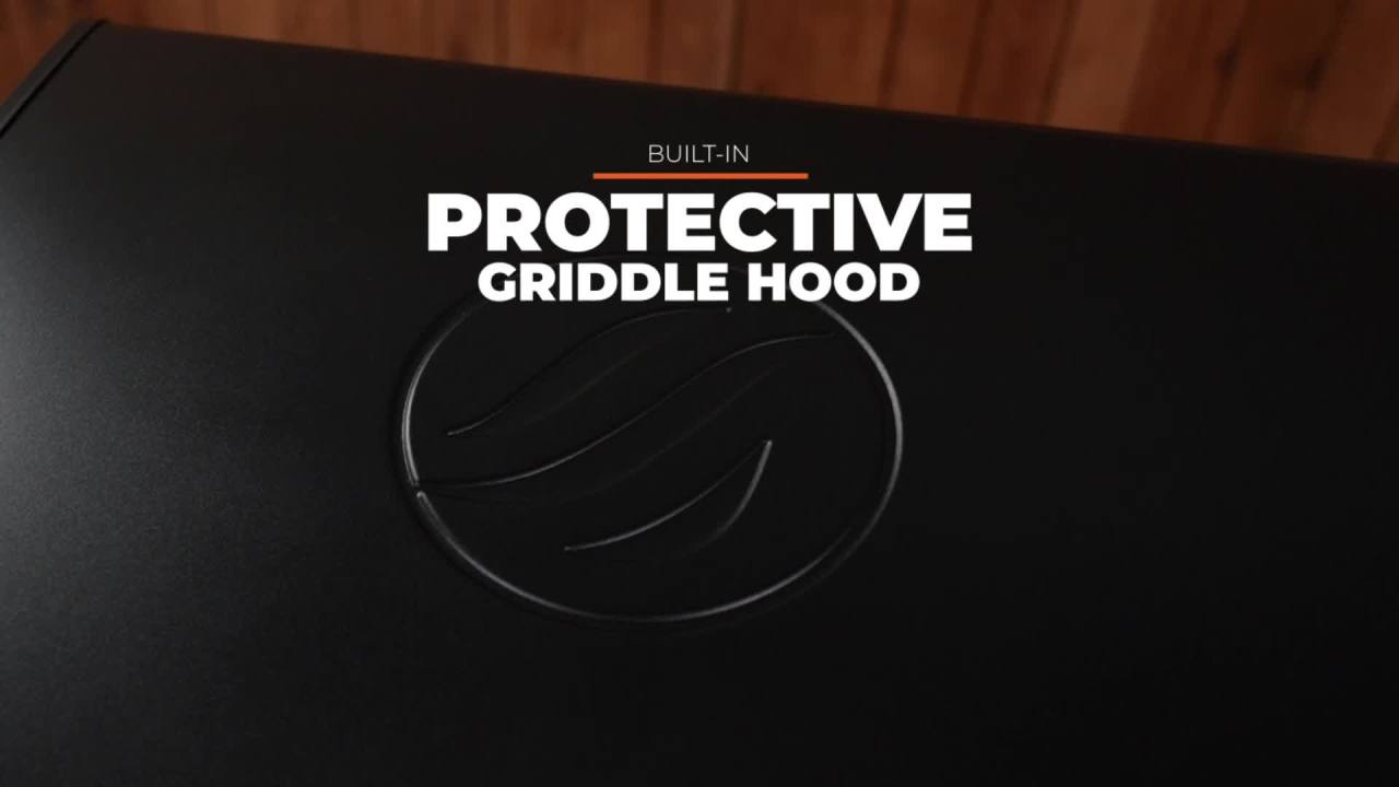 thumbnail video image 2 of Blackstone Adventure Ready Outdoor Griddle, 2-Burner 22" Propane Flat Top Grill with Stand, Black, 2 of 17