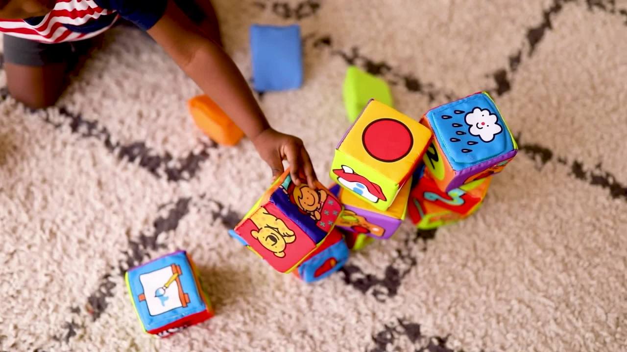 thumbnail video image 2 of Melissa & Doug K's Kids Match and Build Soft Blocks Set, 2 of 10
