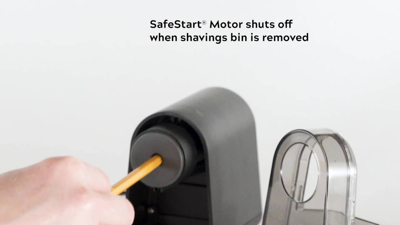 thumbnail video image 2 of X-ACTO Mighty Mite Electric Pencil Sharpener, with Pencil Saver, Black, 1 Count, 2 of 12