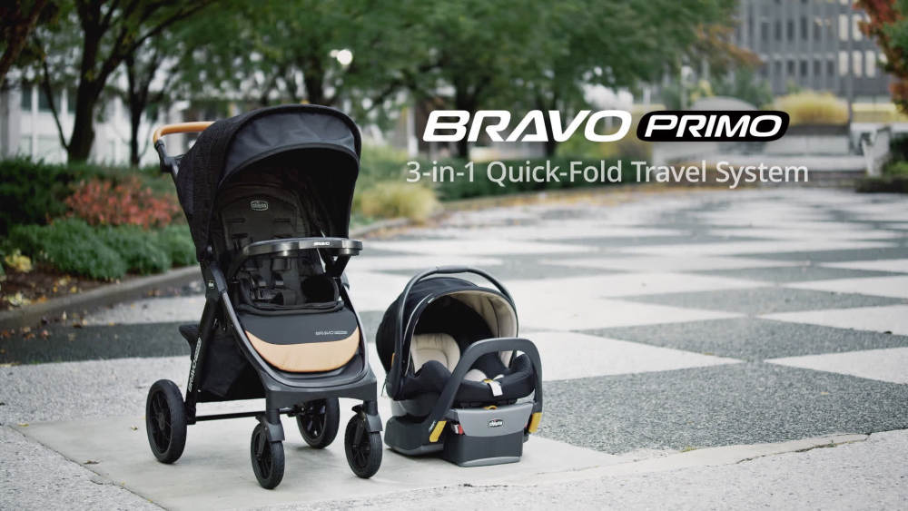 Chicco Bravo Primo Trio Travel System Stroller with KeyFit 35 Zip Infant Car Seat Springhill