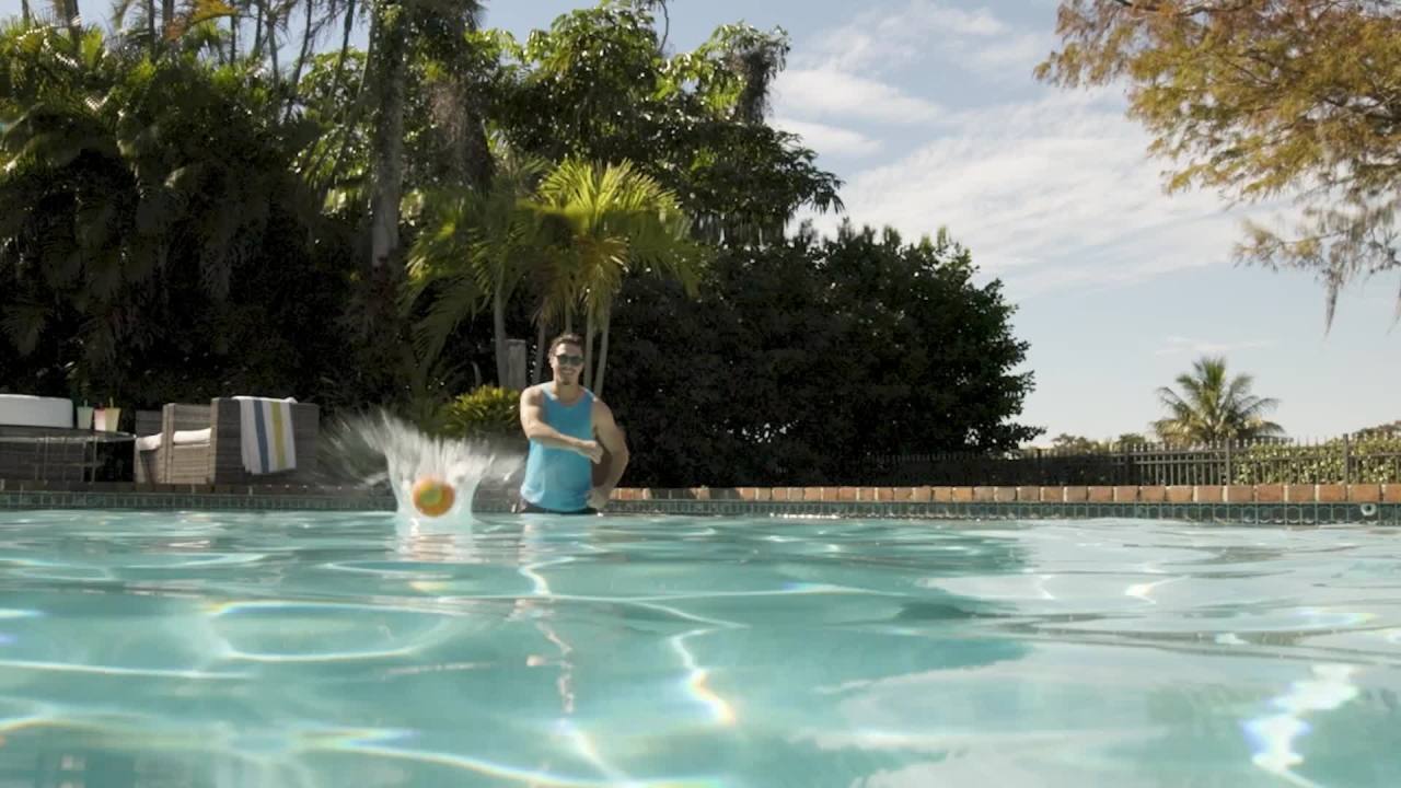 thumbnail video image 2 of Wahu Water Bouncer Blue/Teal - 100% Waterproof Foam Ball - Pool Toy Child/Adult Ages 5+, 2 of 10