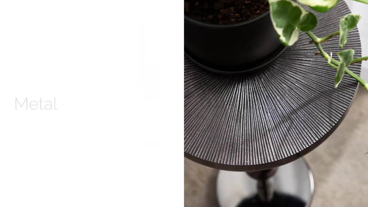 thumbnail video image 2 of Kate and Laurel Engles Traditional Adjustable-Height Pedestal Drink Table, 10 x 10 x 30, White Marble and Antique Brass, Vintage Round Indoor Metal Plant Stand with Authentic Marble Tabletop, 2 of 10