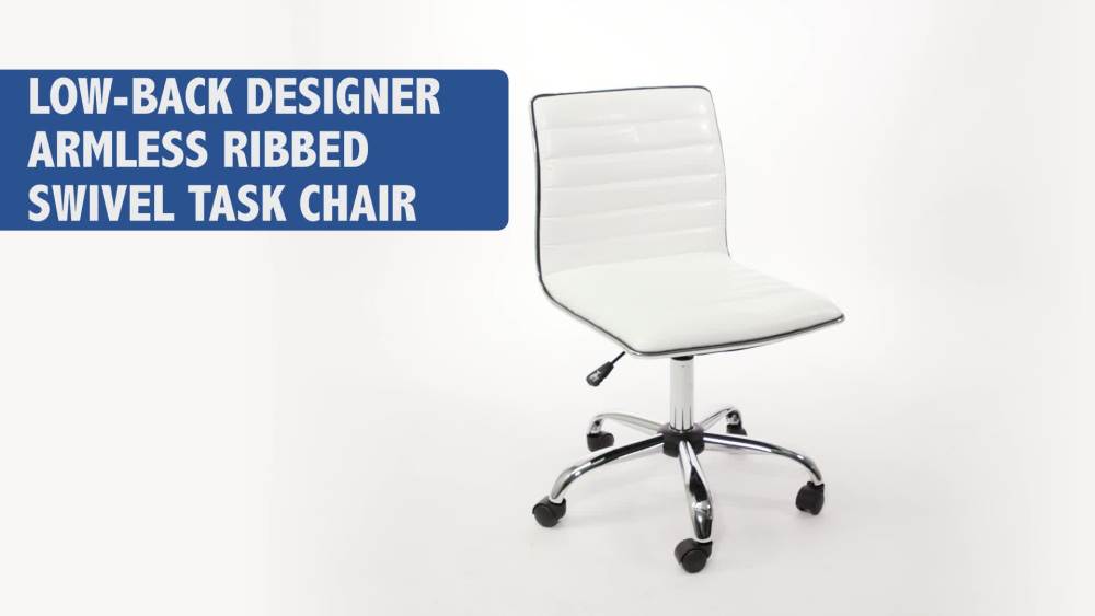 Flash Furniture Low Back Designer Armless White Ribbed Swivel Task Office Chair - image 2 of 14