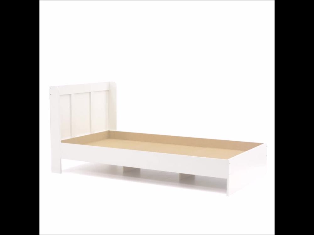 Sauder Parklane Platform Twin Bed with Headboard, Soft White Finish
