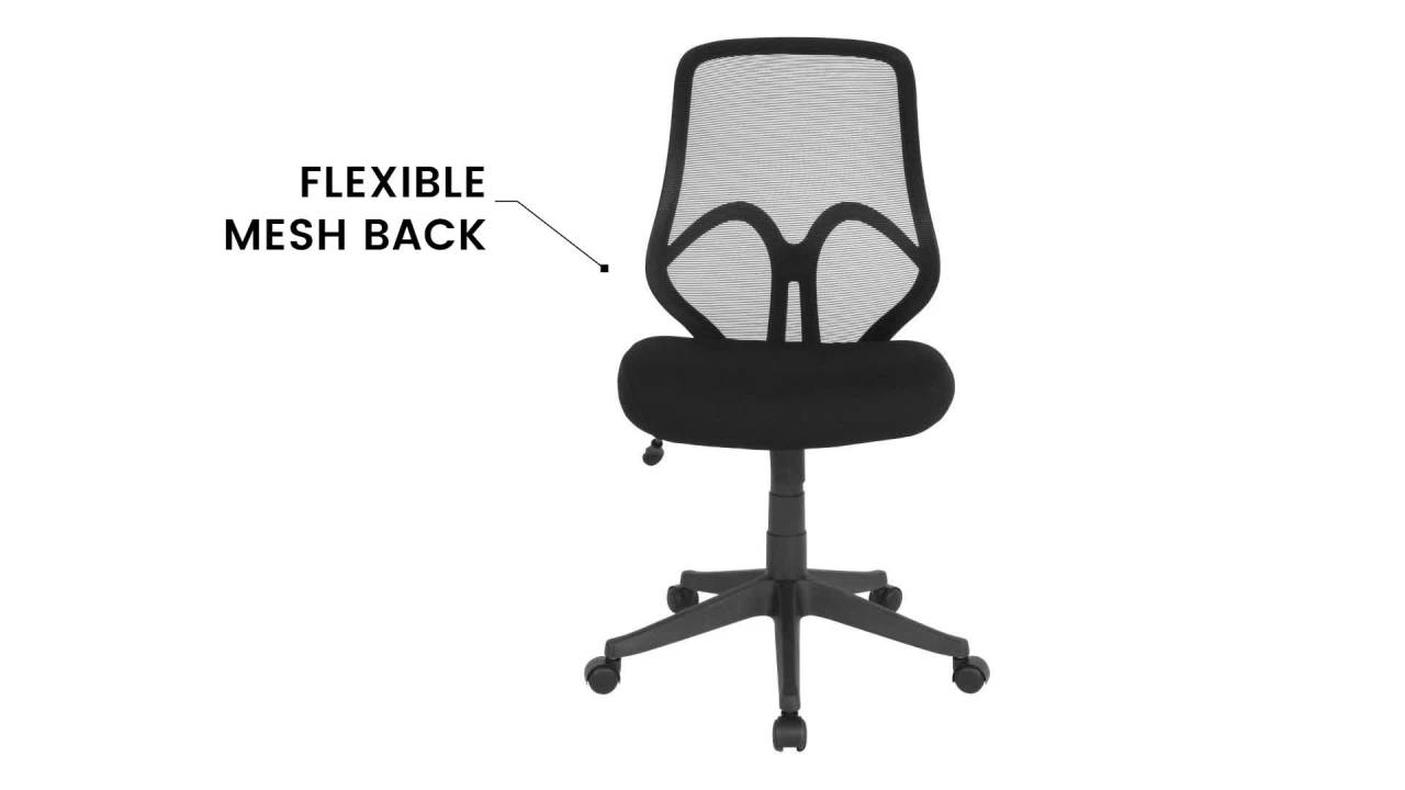 thumbnail video image 2 of Flash Furniture Salerno Series High Back Black Mesh Office Chair, 2 of 13