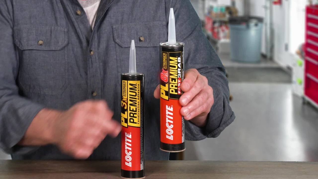 thumbnail video image 2 of Loctite Pl Premium Polyurethane Construction Adhesive Pack of 1, Tan 4 fl oz Tube, 2 of 15