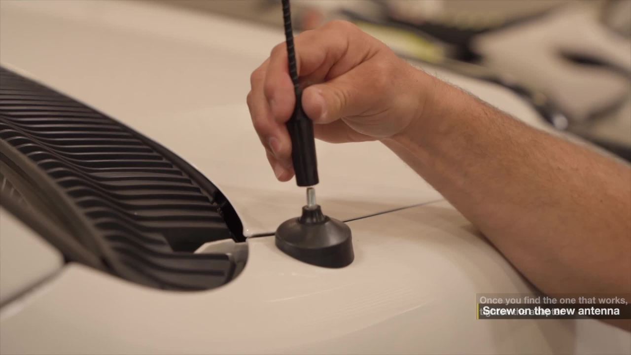 thumbnail video image 2 of Scosche RM94-WP1 30" Universal Top Mount Antenna w/ Threaded Adapters & Spacers Domestic & Import, 2 of 8