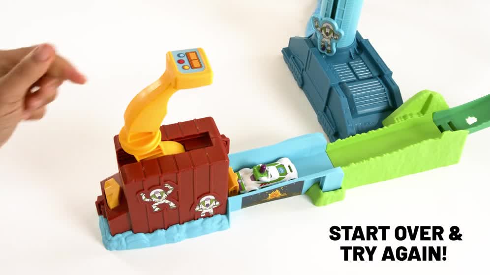thumbnail video image 2 of Hot Wheels Superstar Speeders Hi-Tech Buzz Lightyear’s Star Command Adventure Track Set, 2 of 7