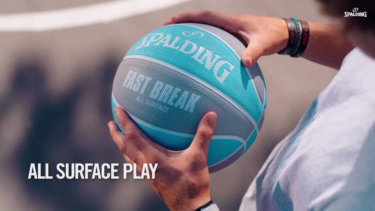 thumbnail video image 2 of Spalding Fast Break All Surface Green/Silver Basketball - Size 5, 27.5", 2 of 7