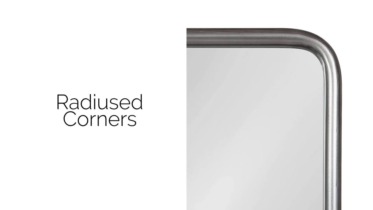 thumbnail video image 2 of Kate and Laurel Estero Modern Radius Rectangle Mirror with Shelf, 18 x 30, Black, Chic Industrial Iron Mirror with Durable Shelf for Storage and Display, 2 of 9
